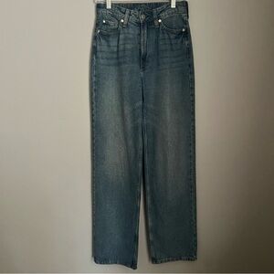 & Denim Classic Blue Straight Leg Jeans Women's Medium Wash Size 2